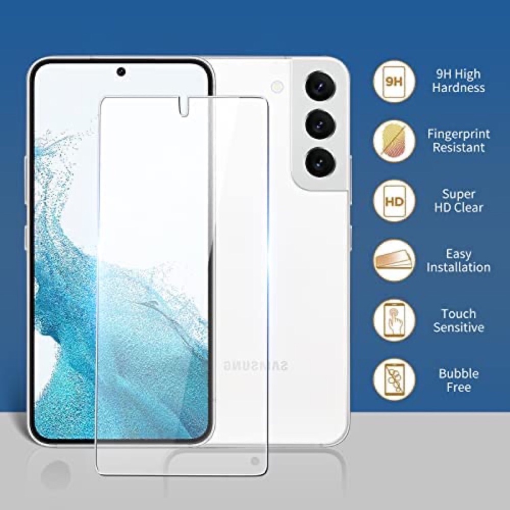 Tempered Screen Protector for Galaxy S22 5G with Camera Lens Protector 3 Pack - Picture 2 of 8